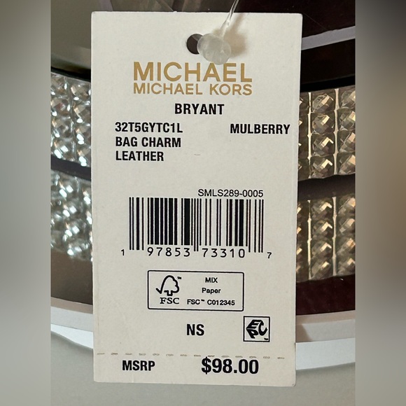 NWT! Michael Kors Bryant Leather Bag Charm - Picture 5 of 10